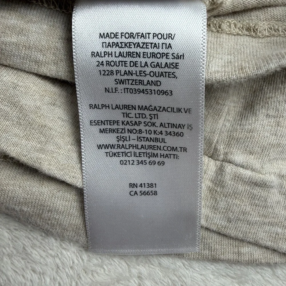 Polo Ralph Lauren Mens Long Sleeve T-Shirt‎ Oatmeal Beige Heather Cotton Pony M